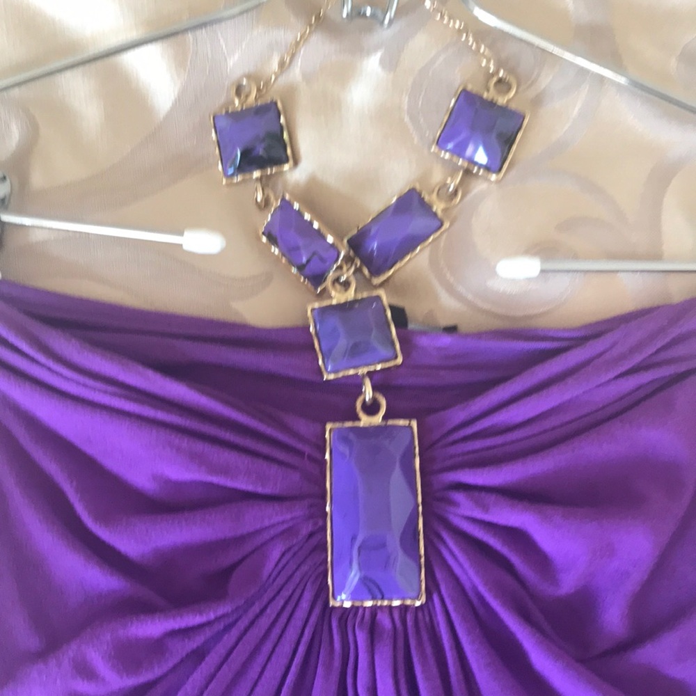 Sky Purple Strapless Mini Dress with Decorative Accent - Picture 2 of 4